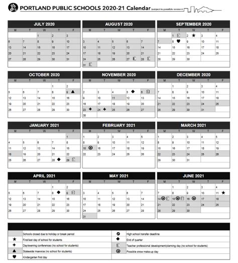 calendar oregon state